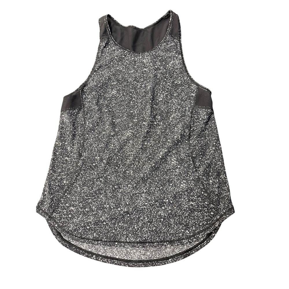 Lululemon Womens Black White Speckled Racerback Mesh Active Tank Top Size 6